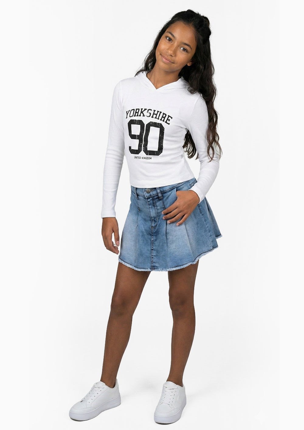 3386-Girls Pleated Jean Skort
