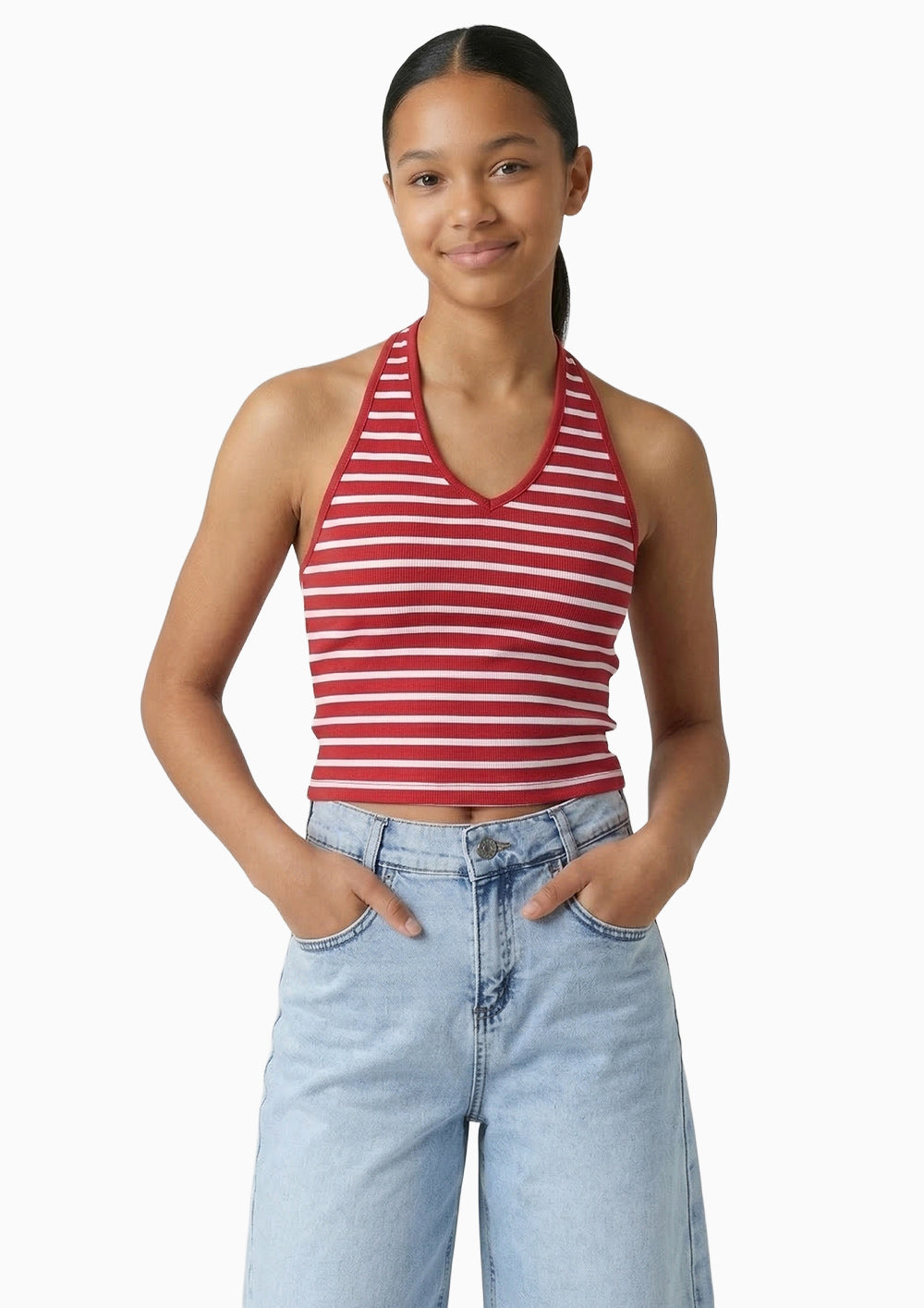 MB Kirschrot Weiß Stripes