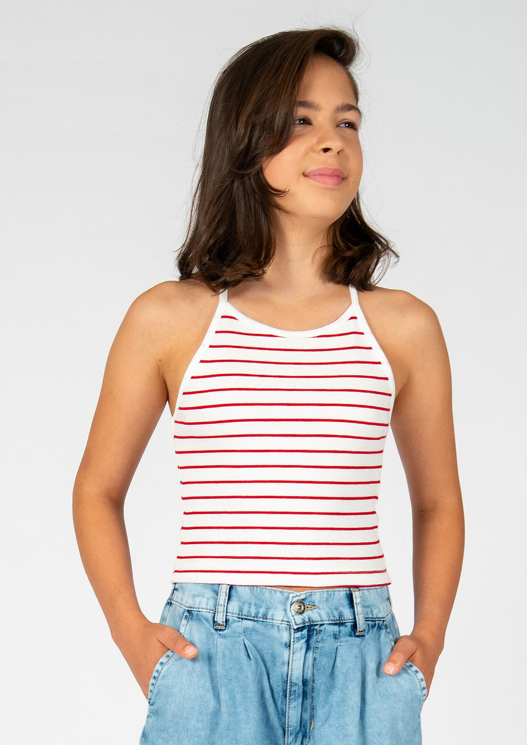MB Weiß Kirschrot Stripes