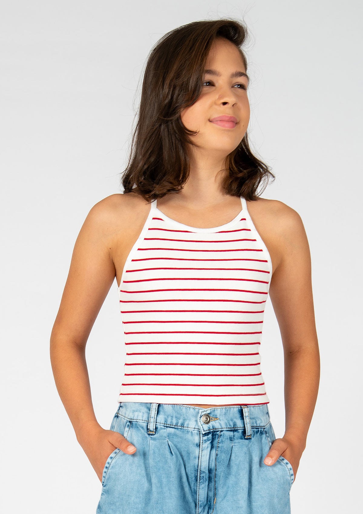 MB Weiß Kirschrot Stripes